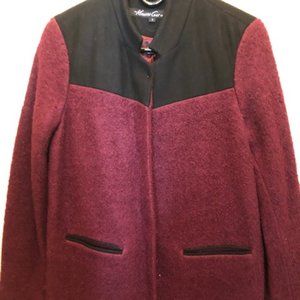 Kenneth Cole 3/4 maroon wool coat